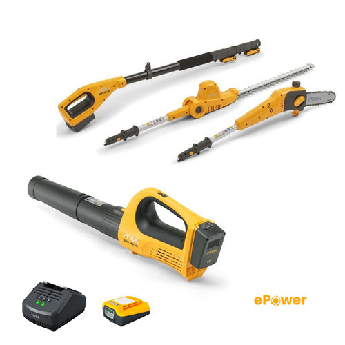 באנדל הגינה הקסומה מפוח וקומבי 100 + סוללה 4 אמפר ומטען סטיגה