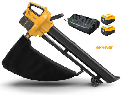 מפוח/שואב עלים נטען VS 100e ,40V ו-2 סוללות 4 אמפר ומטען סטיגה