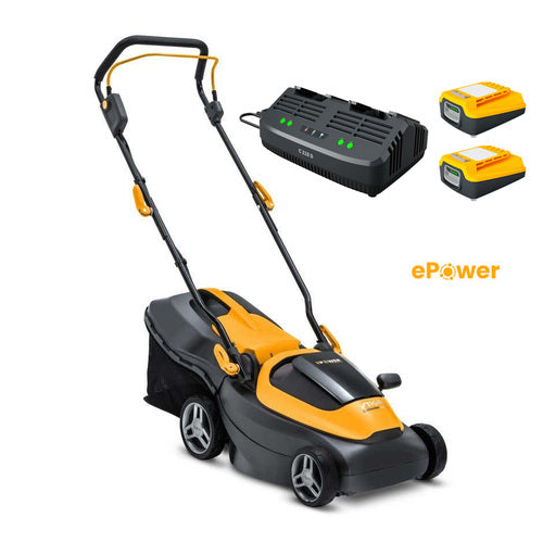 מכסחת דשא נטענת דחיפה 34 סמ קולקטור 136 + 2 סוללות 2 אמפר סטיגה