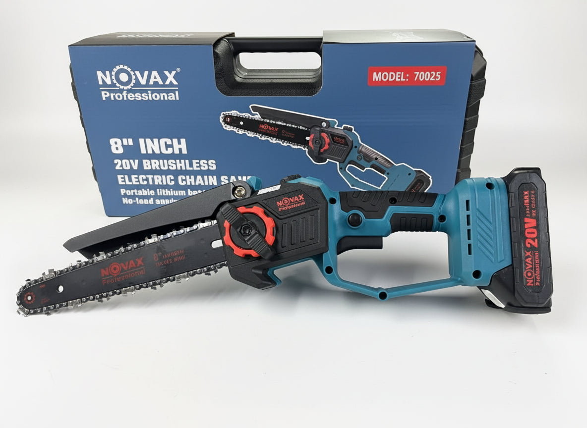 מסור שרשרת NOVAX נטען 20V להב 20 ס''מ