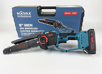 מסור שרשרת NOVAX נטען 20V להב 20 ס''מ